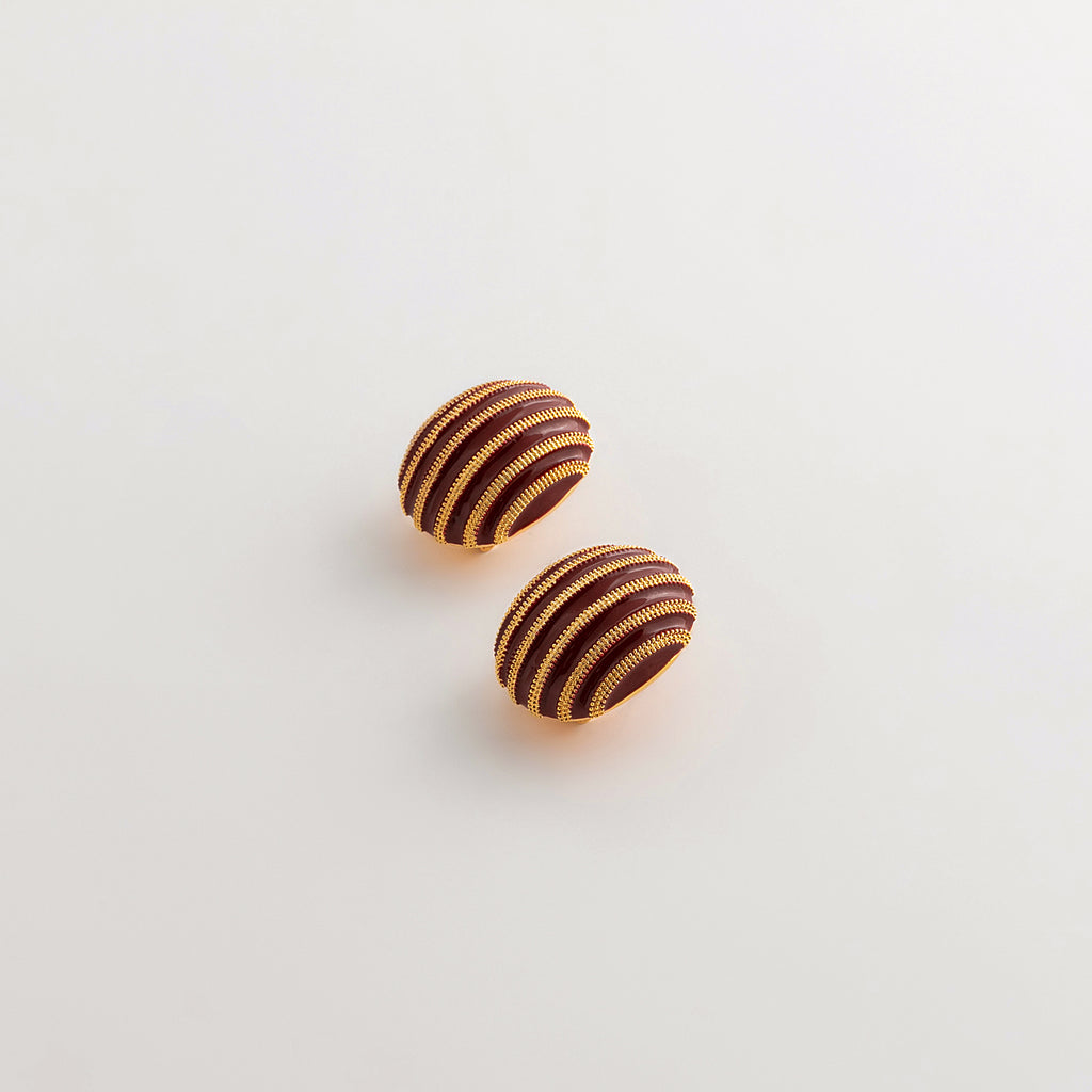Curated 18K Gold Plated Drip Enamel Button Earrings