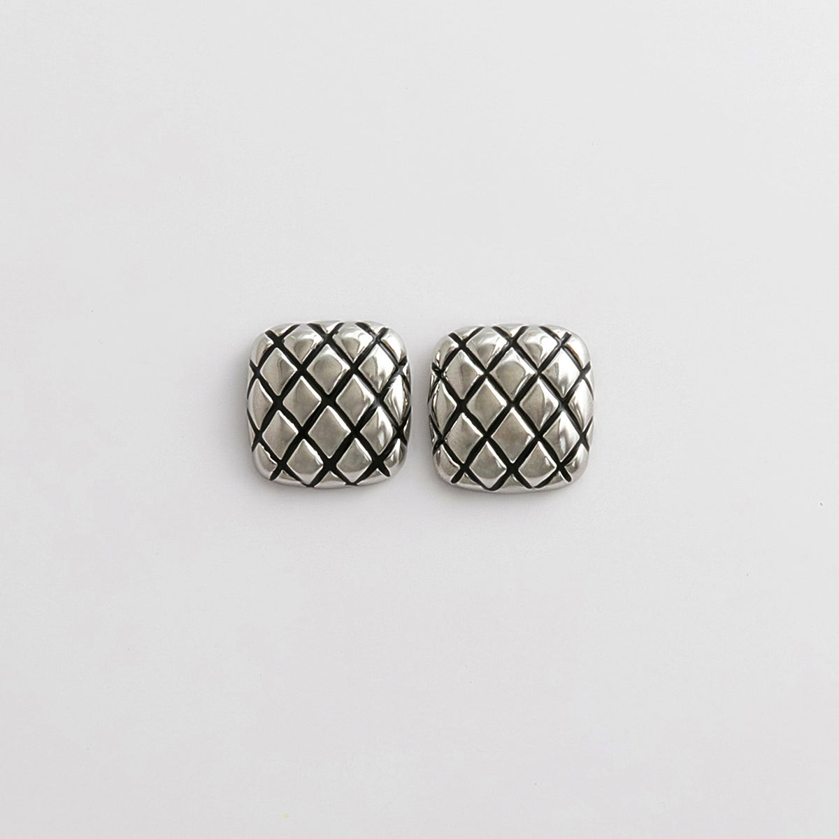 Curated Quilted Square Stud Earrings