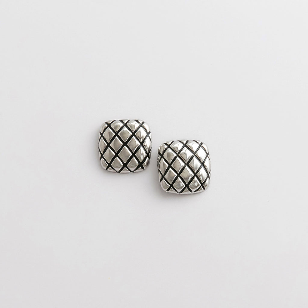 Curated Quilted Square Stud Earrings