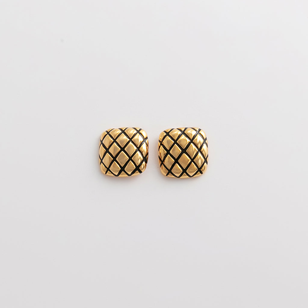 Curated Quilted Square Stud Earrings