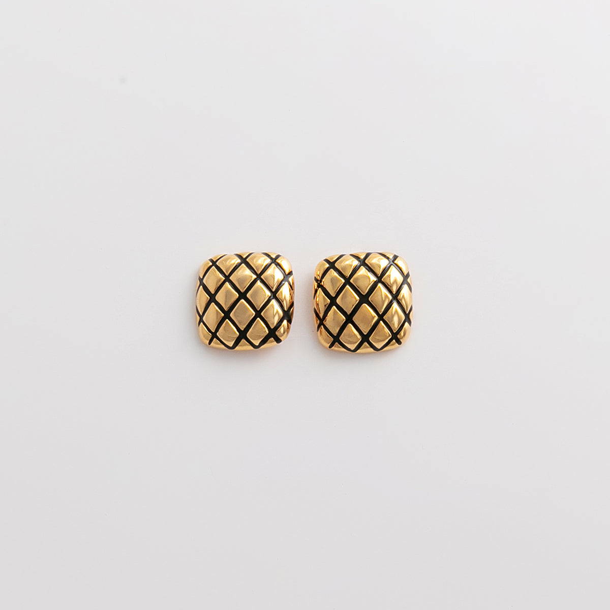 Curated Quilted Square Stud Earrings