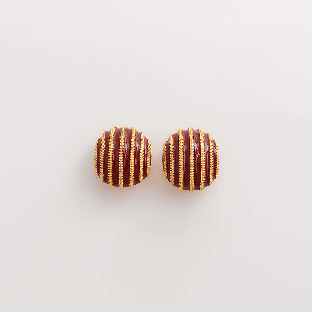 Curated 18K Gold Plated Drip Enamel Button Earrings