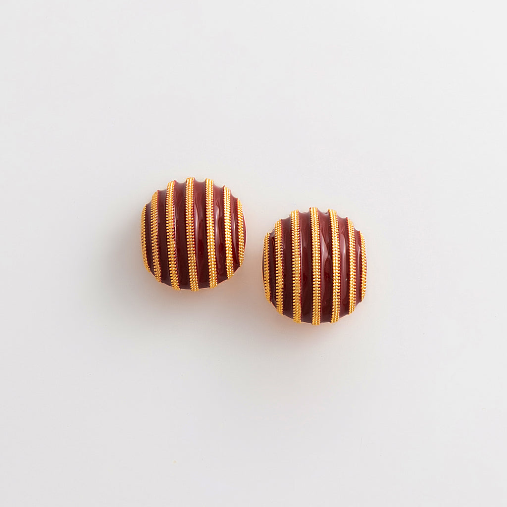 Curated 18K Gold Plated Drip Enamel Button Earrings