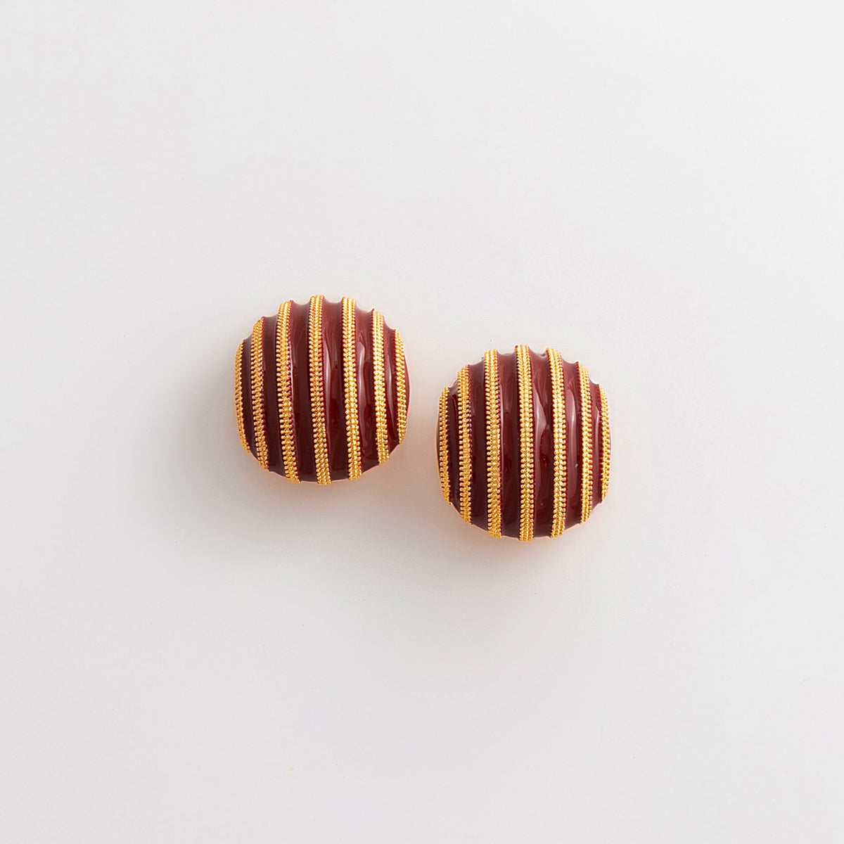 Curated 18K Gold Plated Drip Enamel Button Earrings