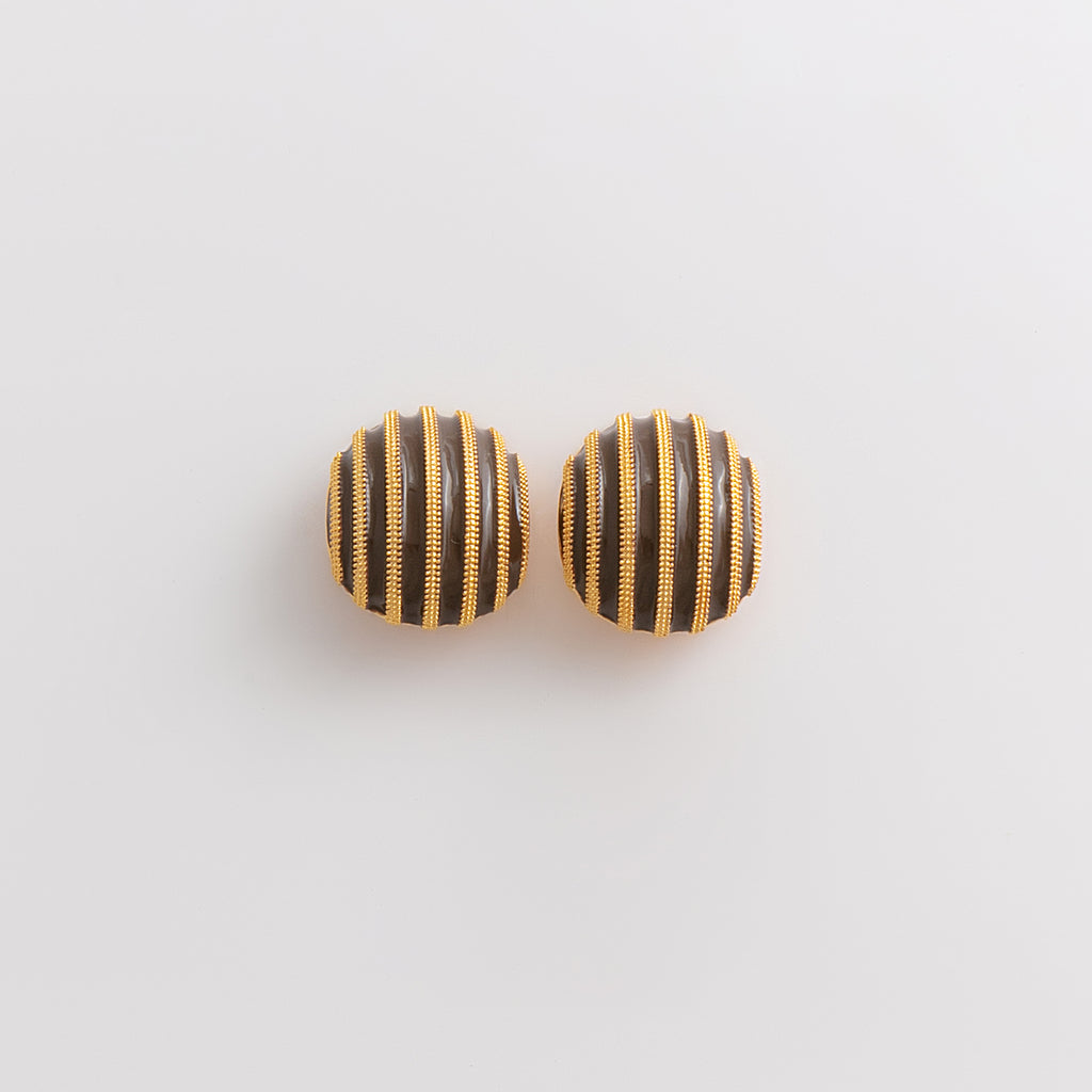Curated 18K Gold Plated Drip Enamel Button Earrings