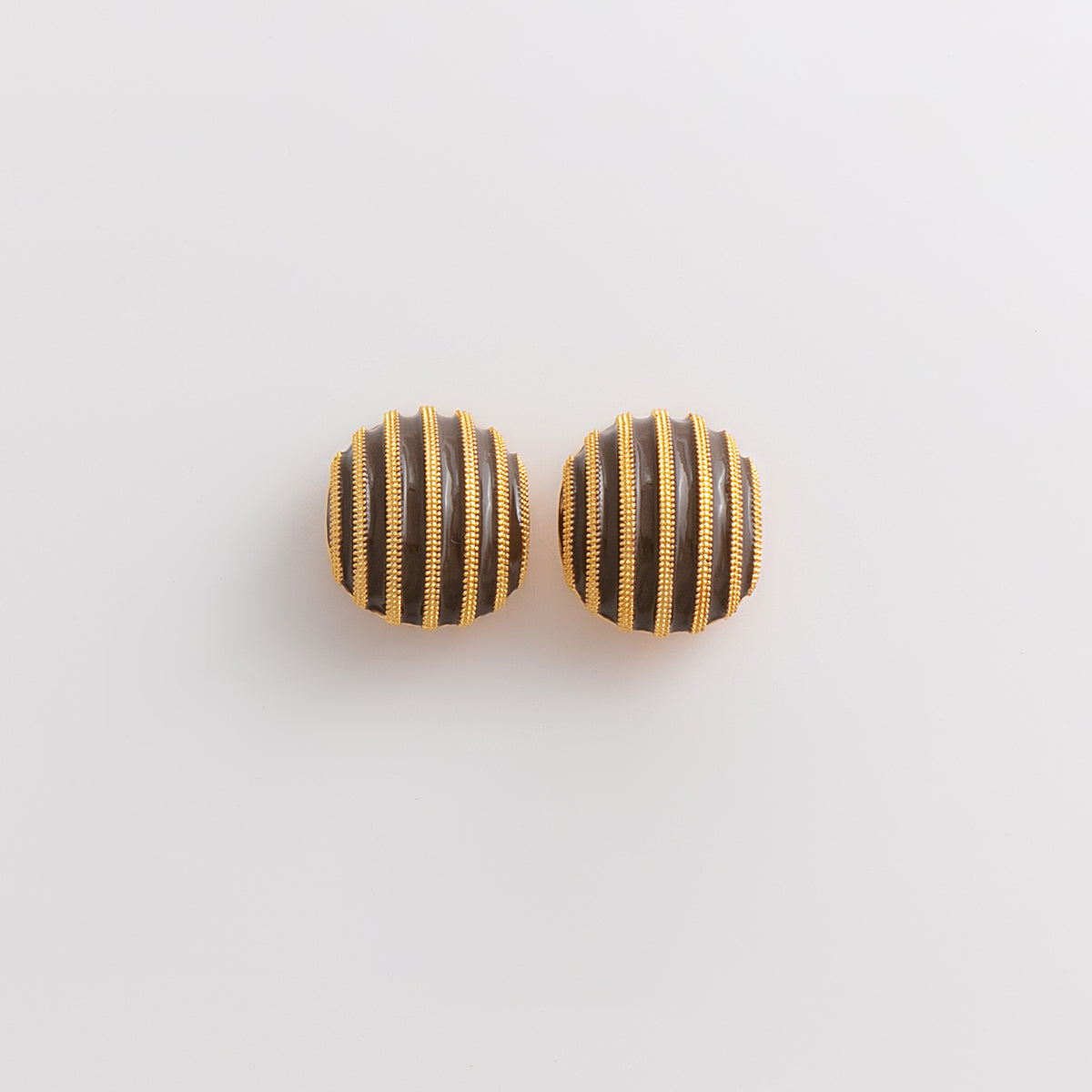 Curated 18K Gold Plated Drip Enamel Button Earrings