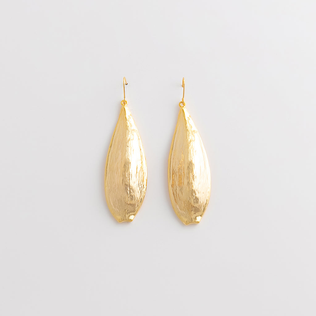 Curated Brushed Gold Teardrop Hook Earrings