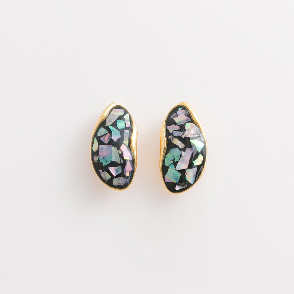 Curated 18K Gold Plated Abalone Shell Stud Earrings