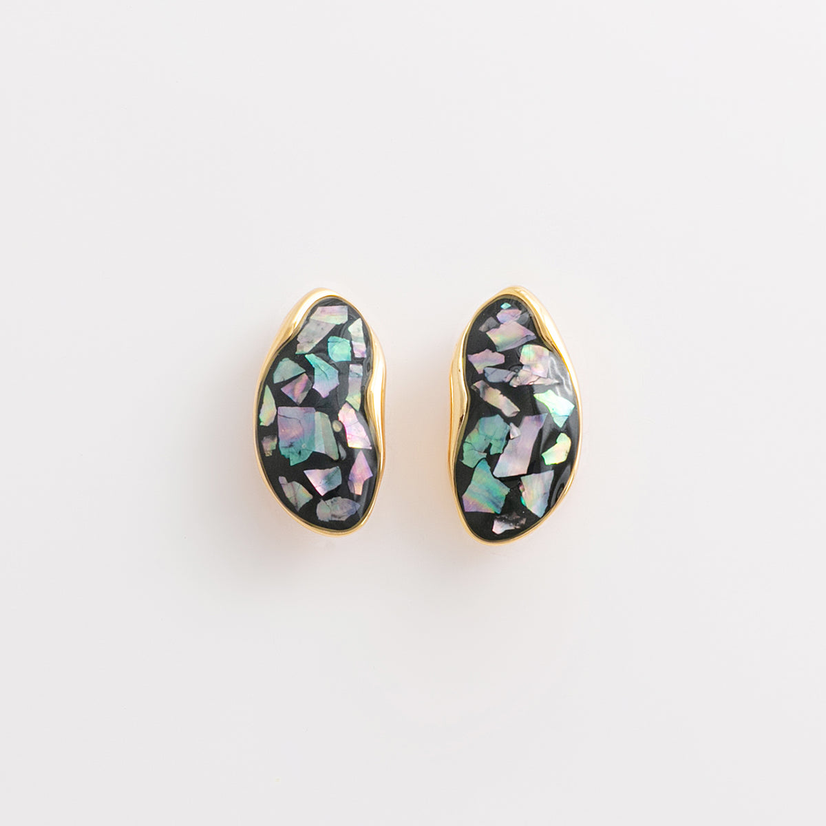 Curated 18K Gold Plated Abalone Shell Stud Earrings