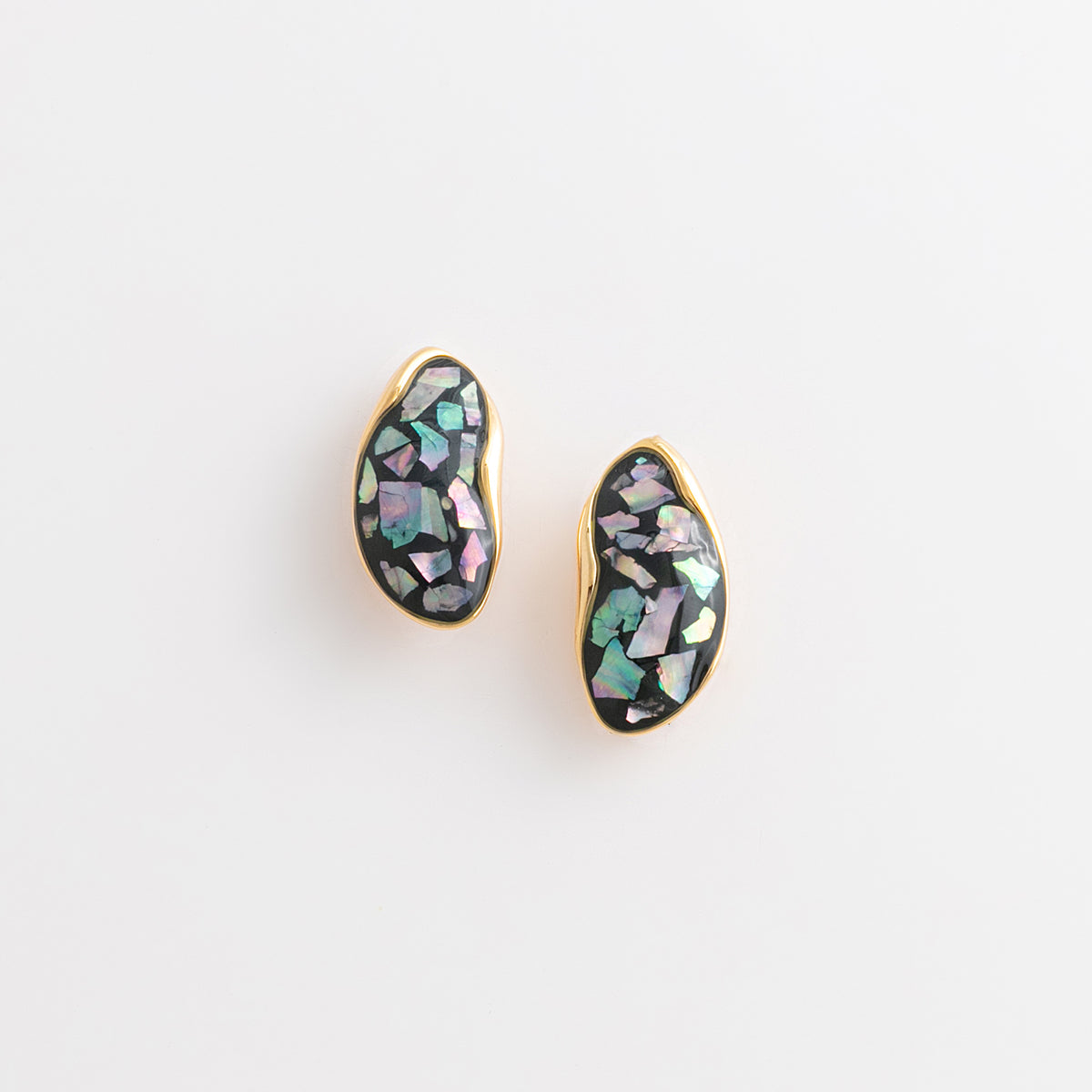 Curated 18K Gold Plated Abalone Shell Stud Earrings