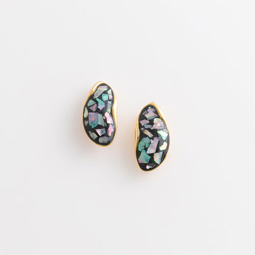 Curated 18K Gold Plated Abalone Shell Stud Earrings