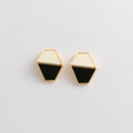 Curated 18K Gold Plated Two-Tone Acetate Hexagon Stud Earrings
