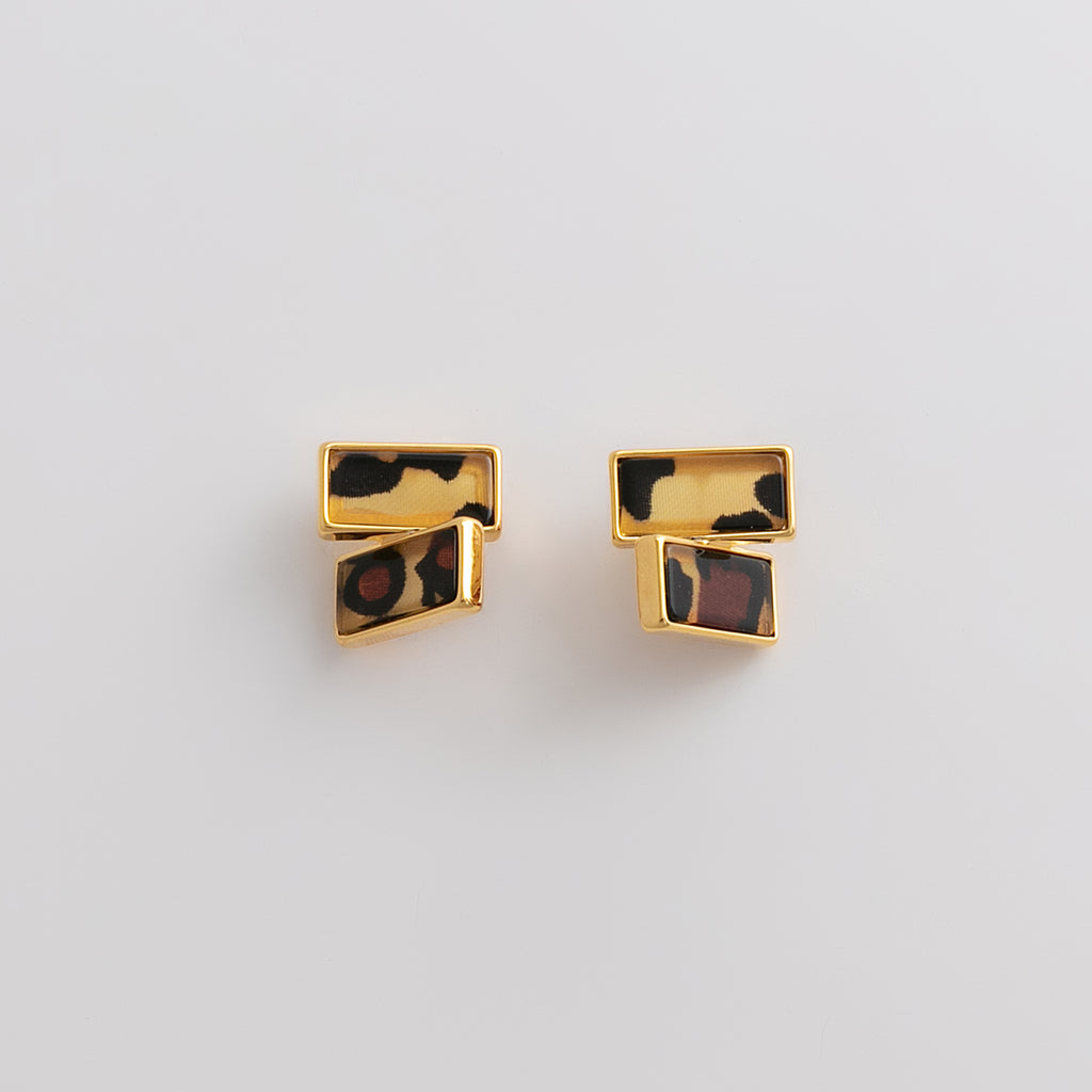 Curated 18K Gold Plated Leopard Print Stud Earrings