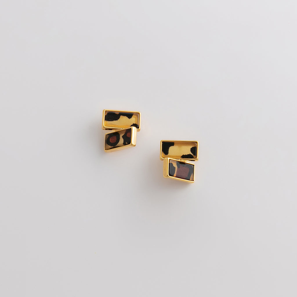 Curated 18K Gold Plated Leopard Print Stud Earrings