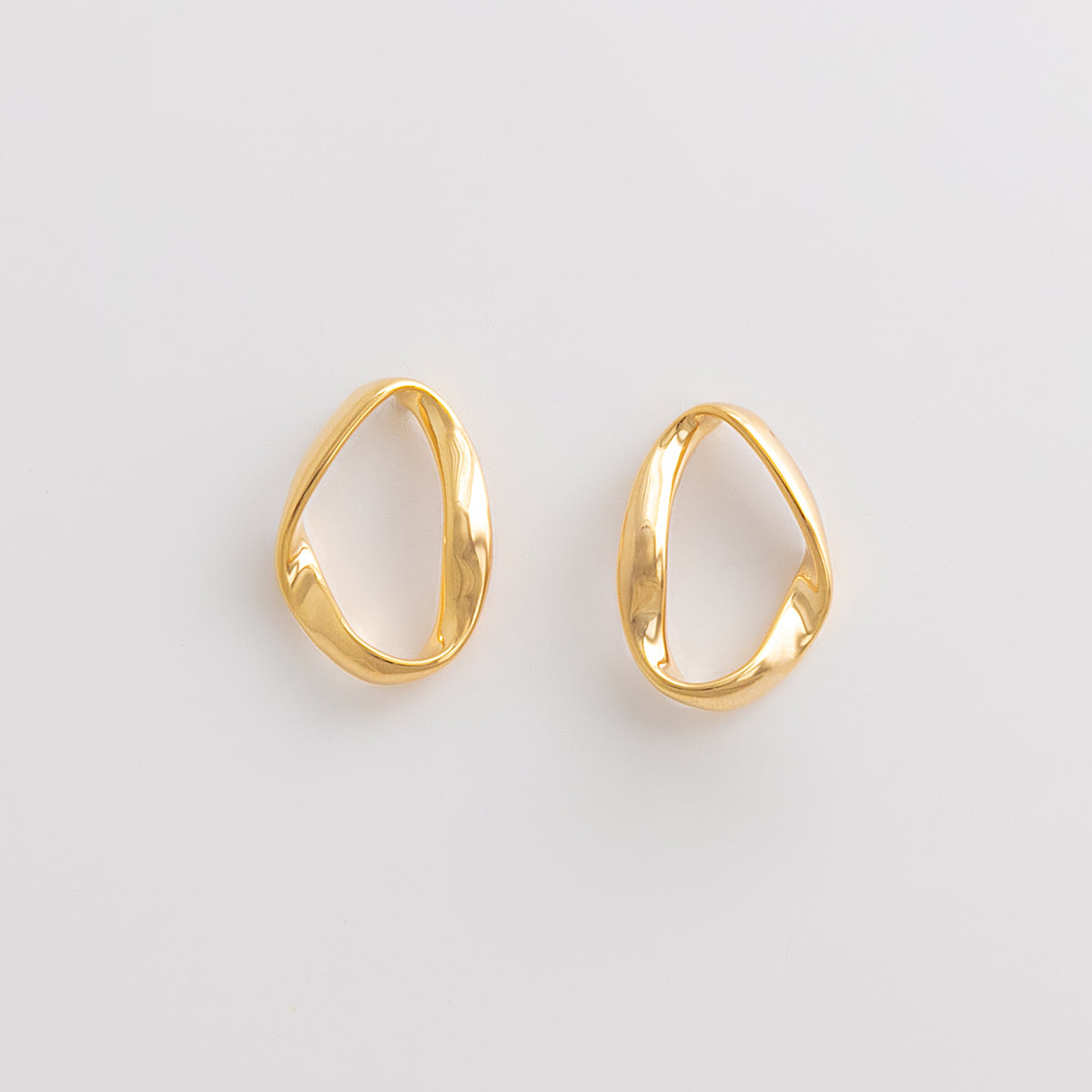 Curated 18K Gold Plated Twisted Open Oval Hoop Earrings