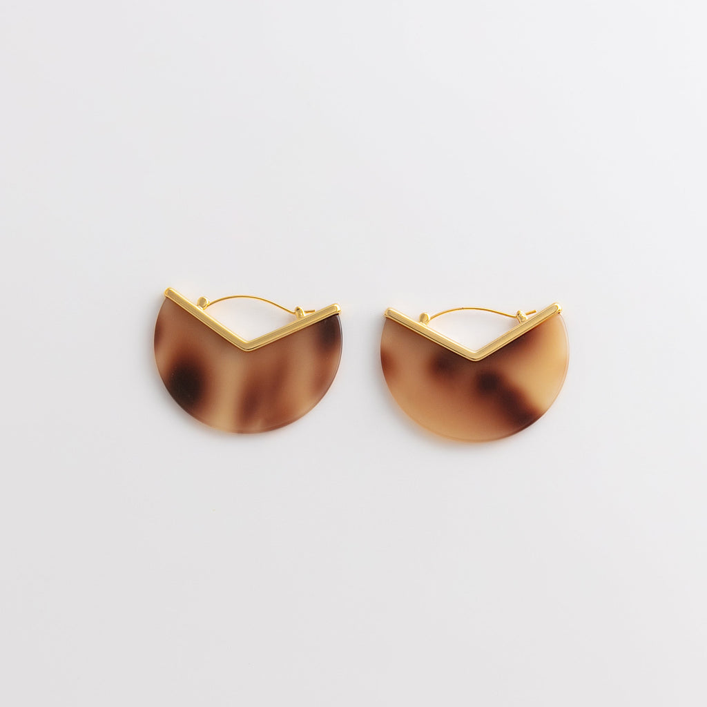 Curated Tortoiseshell Acetate Half-Moon Hoop Earrings