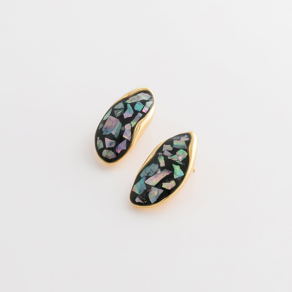 Curated 18K Gold Plated Abalone Shell Stud Earrings