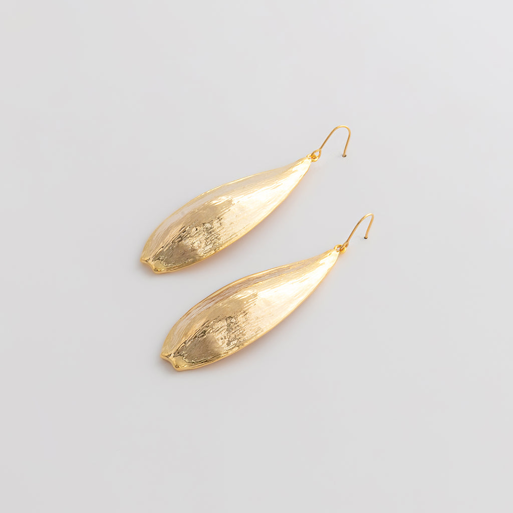 Curated Brushed Gold Teardrop Hook Earrings