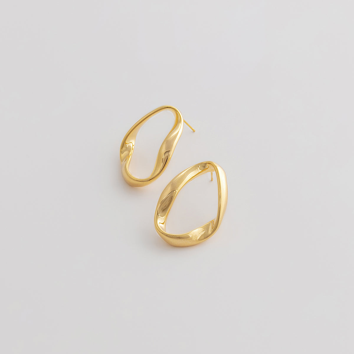 Curated 18K Gold Plated Twisted Open Oval Hoop Earrings