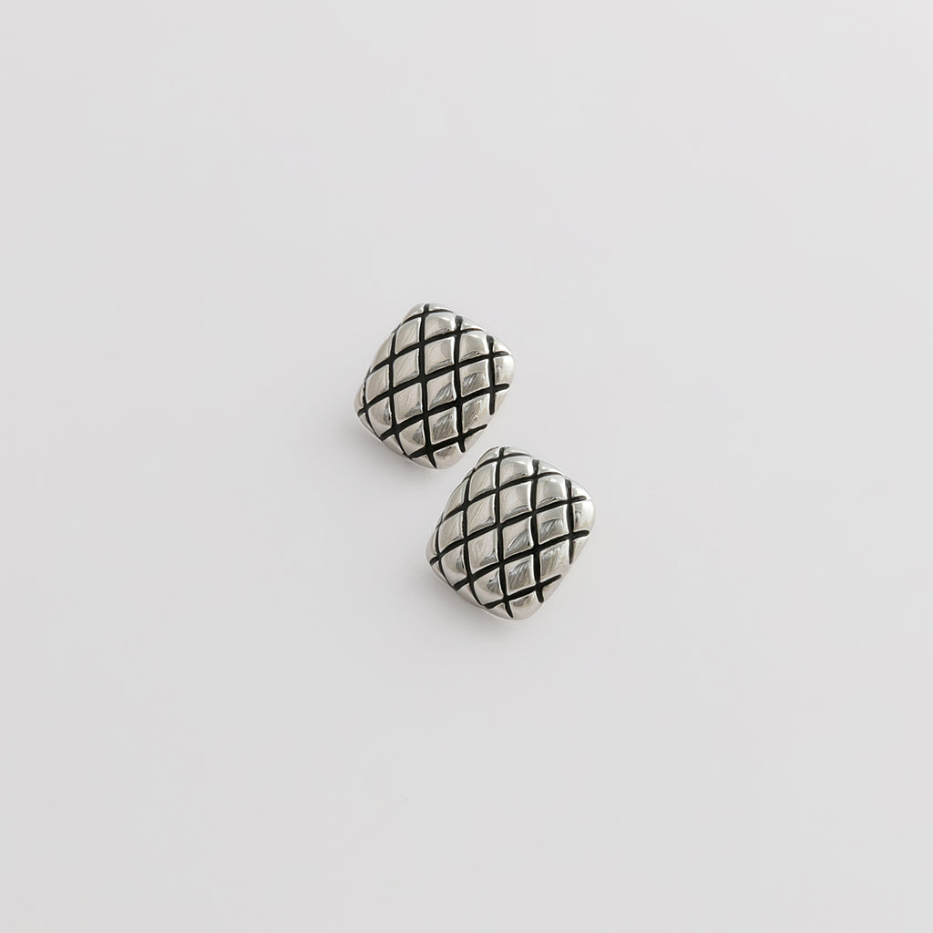 Curated Quilted Square Stud Earrings