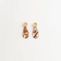 Artisan Nerikomi Ceramic Earrings – Gold Lined Circle Stud, Teardrop Drop