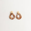 Artisan Nerikomi Ceramic Earrings – Gold Lined Circle Stud, Open Oval Drop