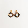 Artisan Nerikomi Ceramic Earrings – Gold Lined Circle Stud, Open Organic Diamond Drop