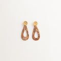 Artisan Nerikomi Ceramic Earrings – Gold Lined Circle Stud, Open Teardrop Drop