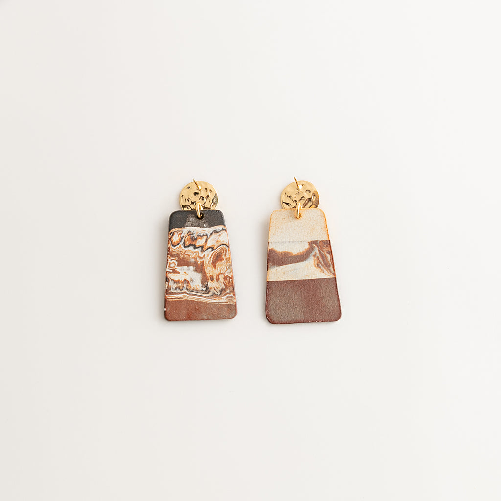 Artisan Nerikomi Ceramic Earrings – Gold Circle Stud
