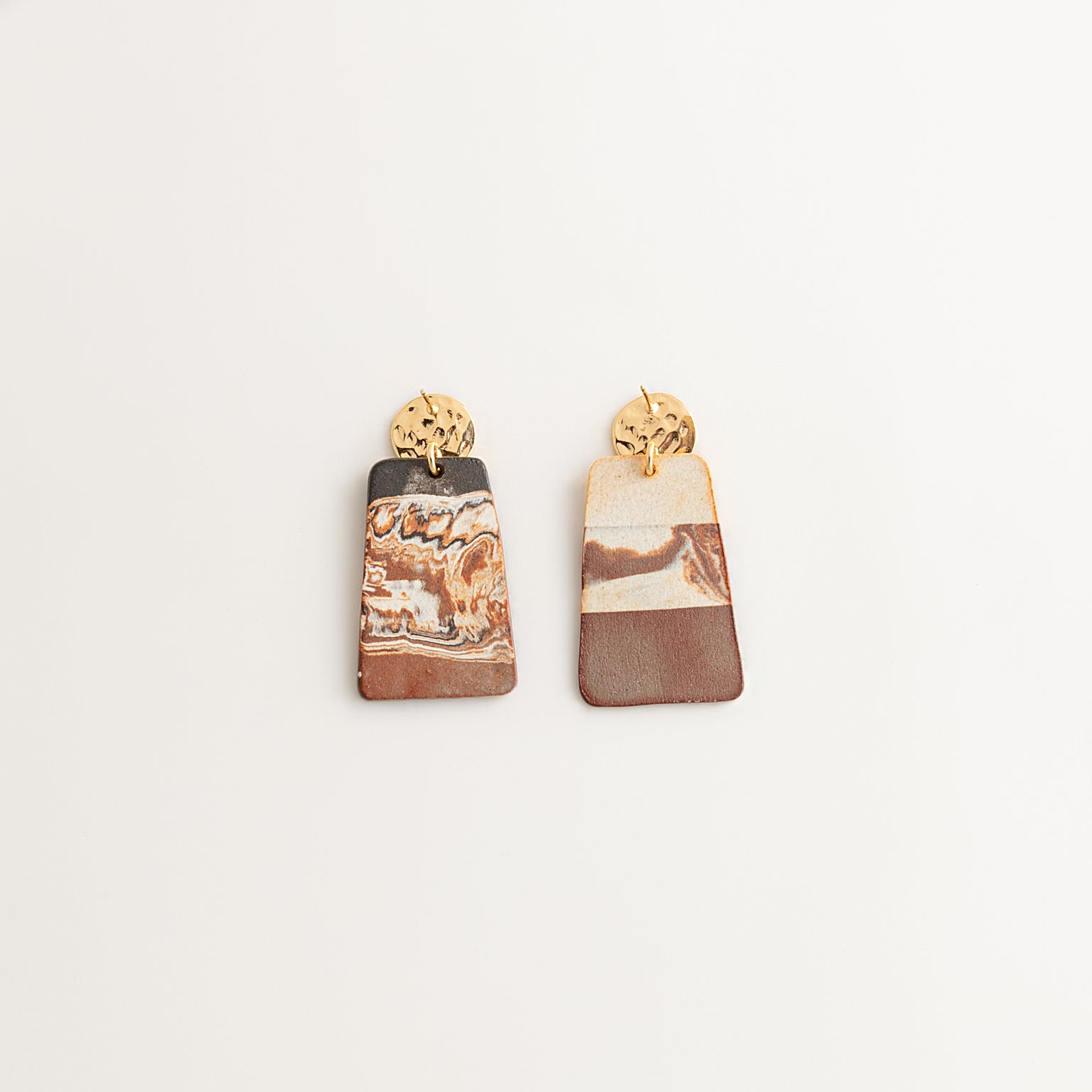 Artisan Nerikomi Ceramic Earrings – Gold Circle Stud