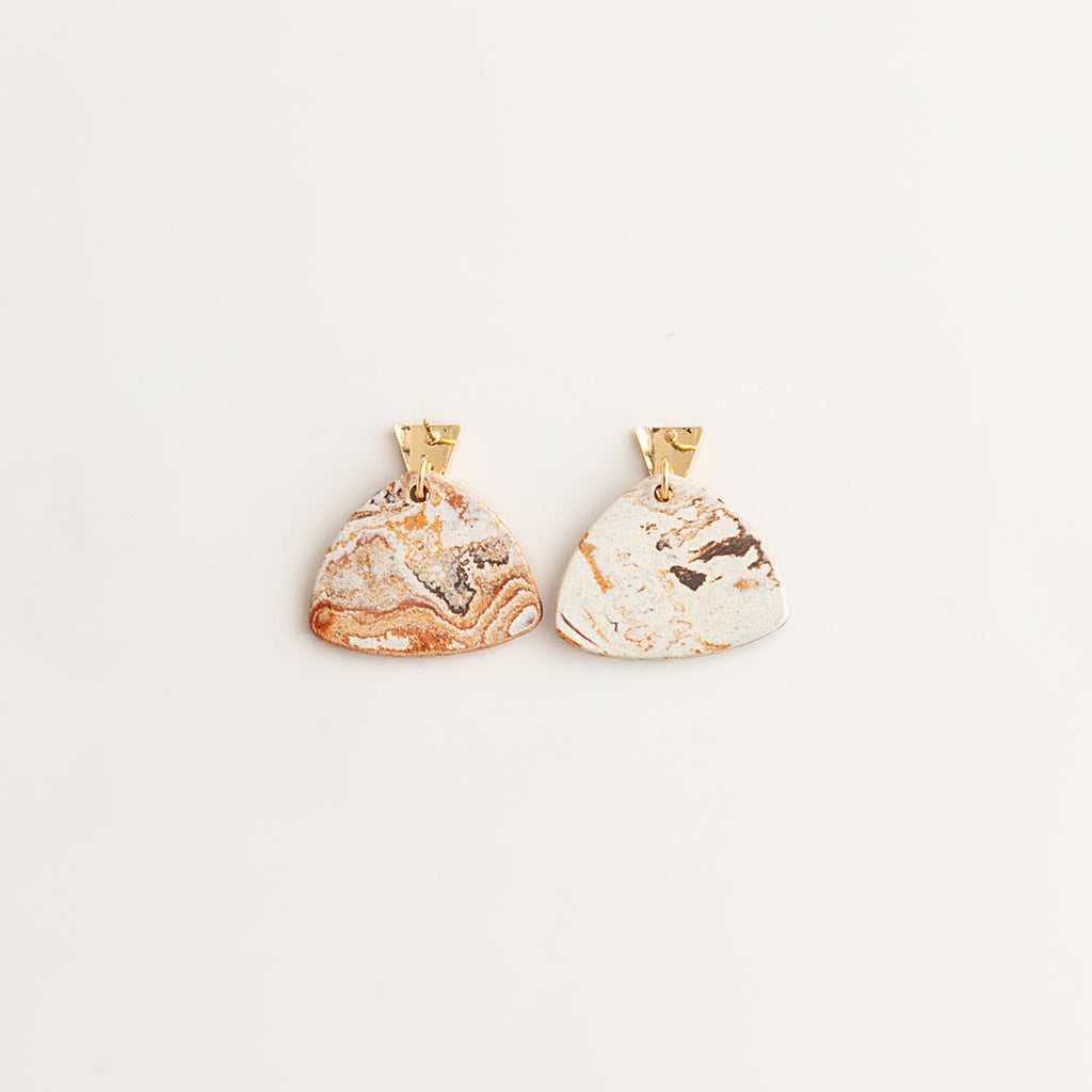 Artisan Nerikomi Ceramic Earrings – Gold Triangle Stud