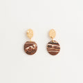 Artisan Nerikomi Ceramic Earrings – Gold Hammered Oval Stud