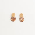 Artisan Nerikomi Ceramic Earrings – Gold Lined Circle Stud, Oval Drop