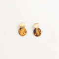 Artisan Nerikomi Ceramic Earrings – Gold Lined Circle Stud, Amber Oval Drop