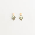 Artisan Nerikomi Ceramic Earrings – Gold Triangle Stud, Sage Diamond Drop