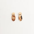 Artisan Nerikomi Ceramic Earrings – Gold Lined Circle Stud, Large Oval Drop