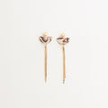 Artisan Nerikomi Ceramic Earrings – Gold Tassel, Half-Moon Drop