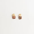 Artisan Nerikomi Ceramic Earrings – Gold Lined Circle Stud, Rose Square Drop