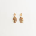 Artisan Nerikomi Ceramic Earrings – Gold Hammered Oval Stud, Large Oval Drop