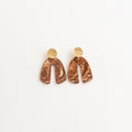 Artisan Nerikomi Ceramic Earrings – Gold Lined Circle Stud, Arch Drop