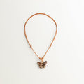 Artisan Nerikomi Ceramic Butterfly Necklace – Fine Wood Grain, Adjustable Leather Cord