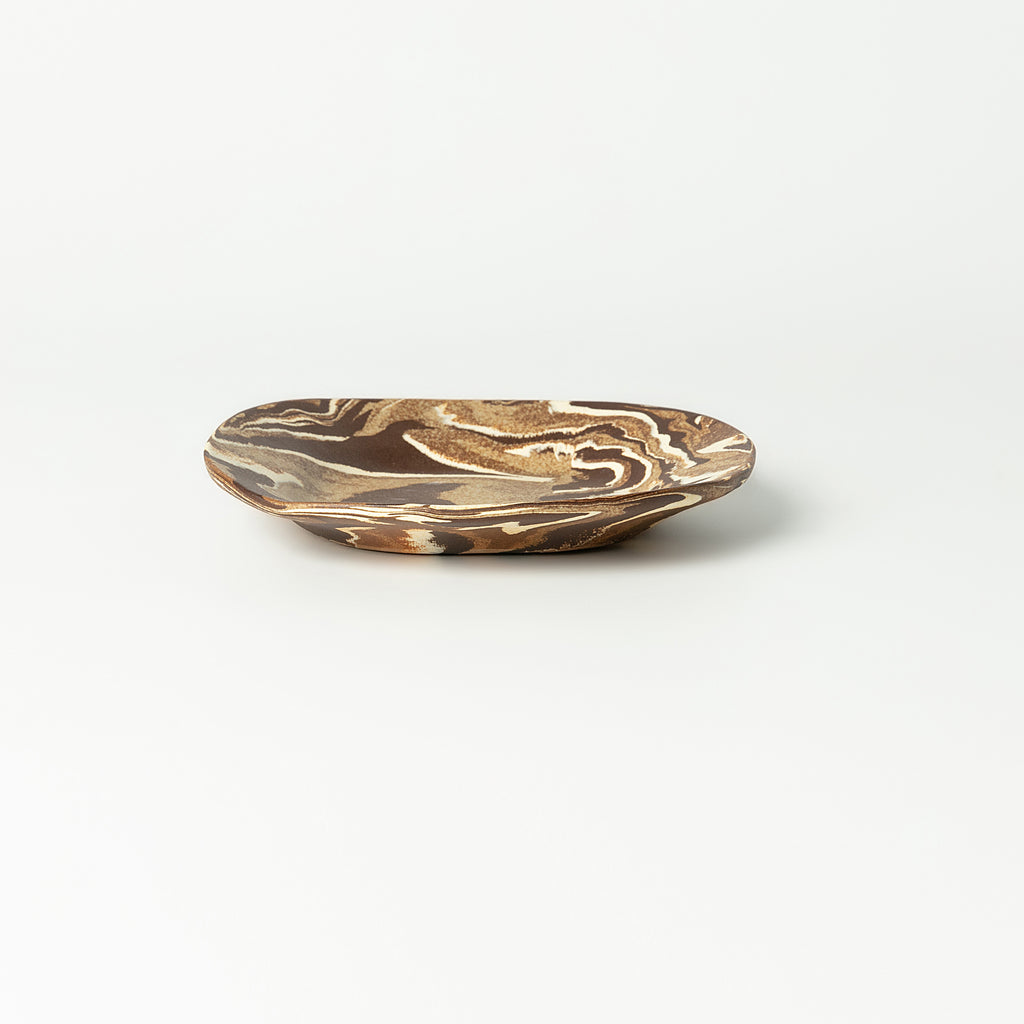 Handcrafted Nerikomi Ceramic Round Plate – Marbled Stoneware