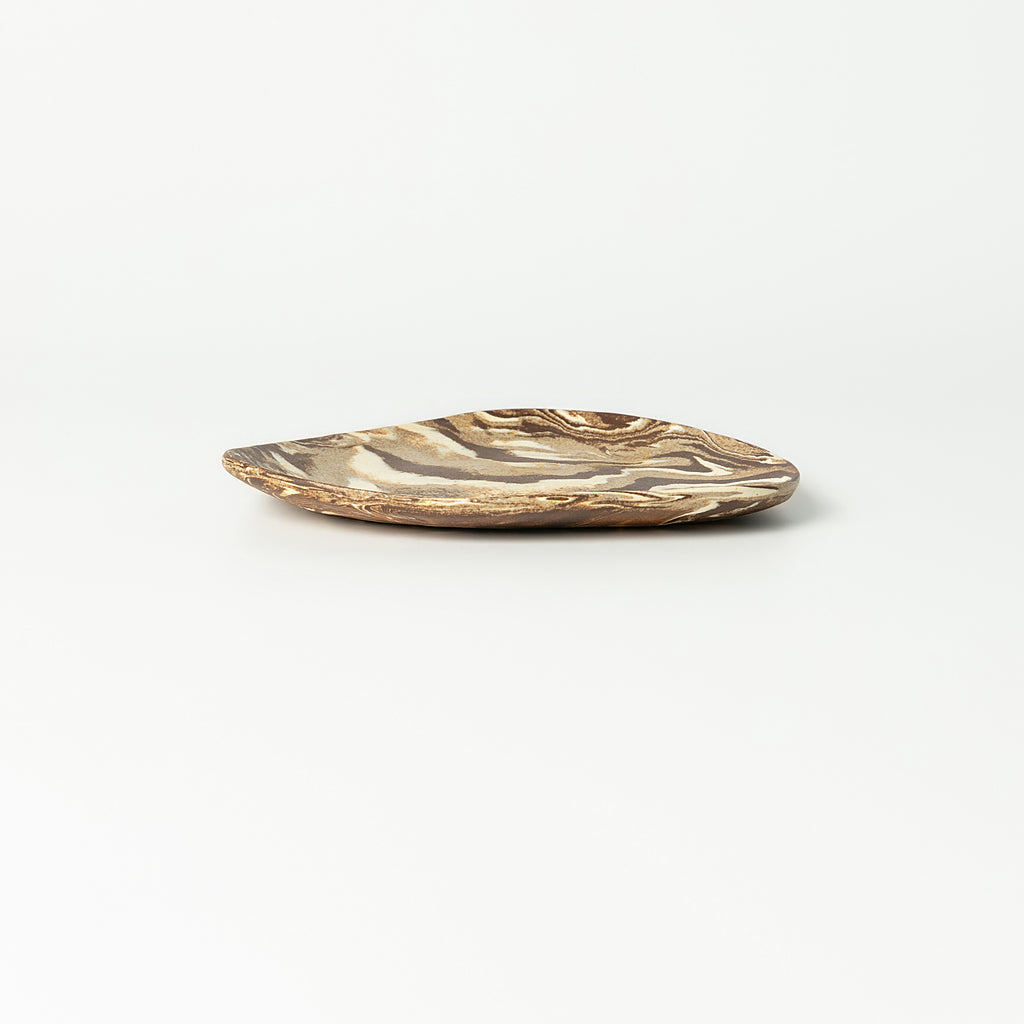 Handcrafted Nerikomi Ceramic Oval Tray – Marbled Stoneware
