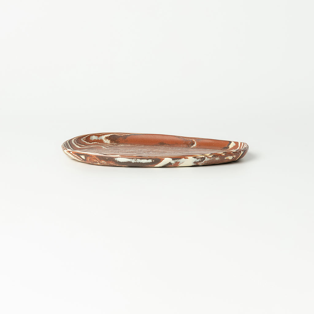 Handcrafted Nerikomi Ceramic Flat Plate – Marbled Stoneware