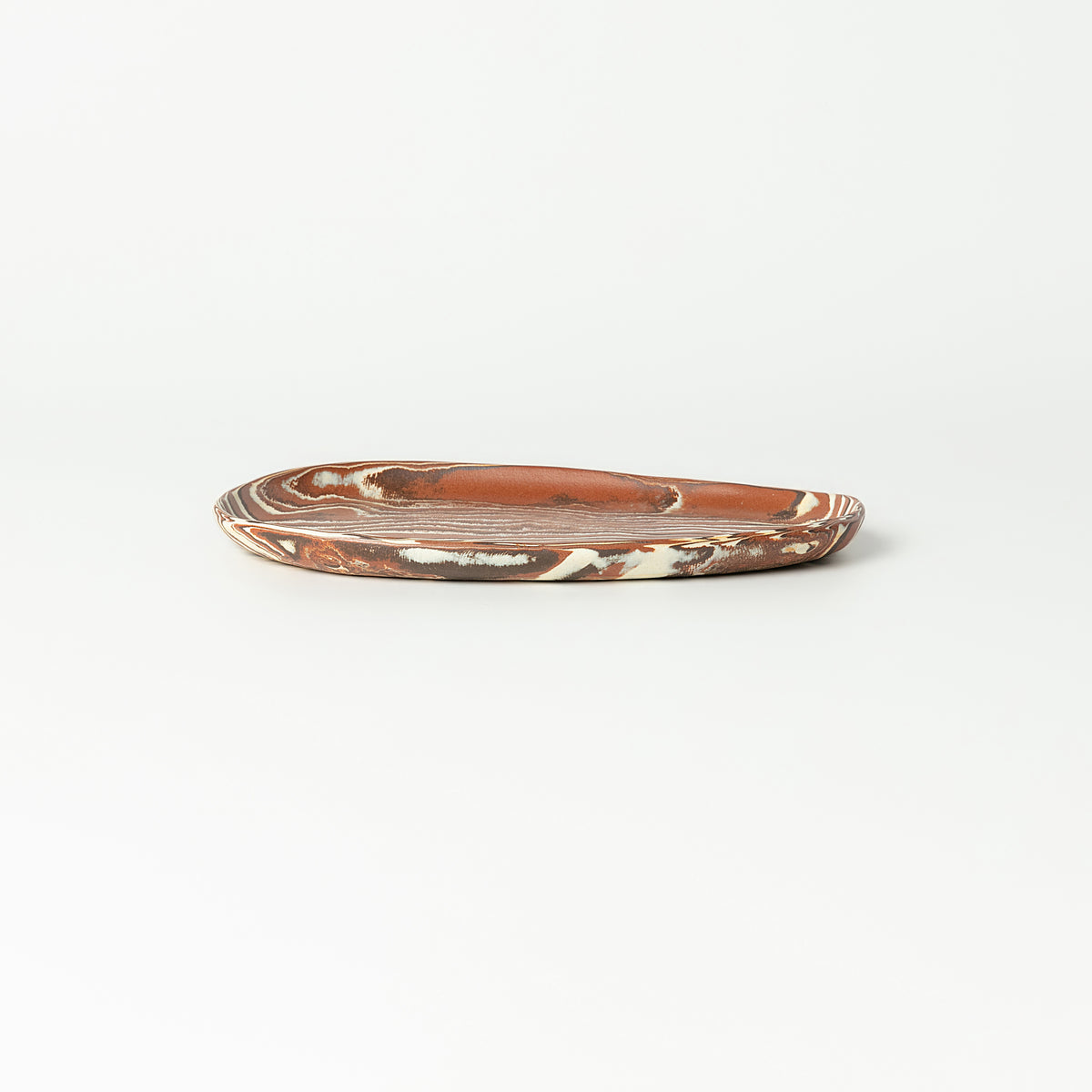 Handcrafted Nerikomi Ceramic Flat Plate – Marbled Stoneware
