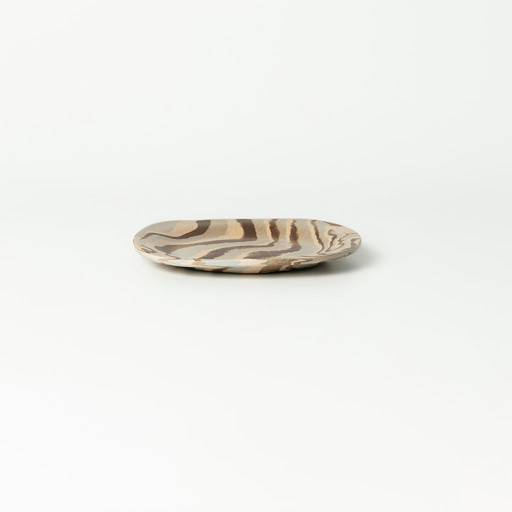 Handcrafted Nerikomi Ceramic Shallow Plate – Marbled Stoneware