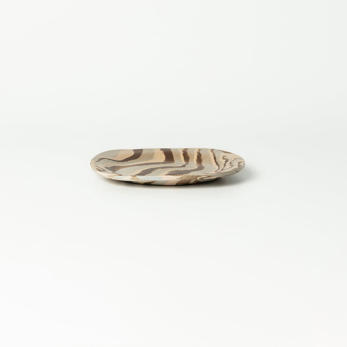 Handcrafted Nerikomi Ceramic Shallow Plate – Marbled Stoneware
