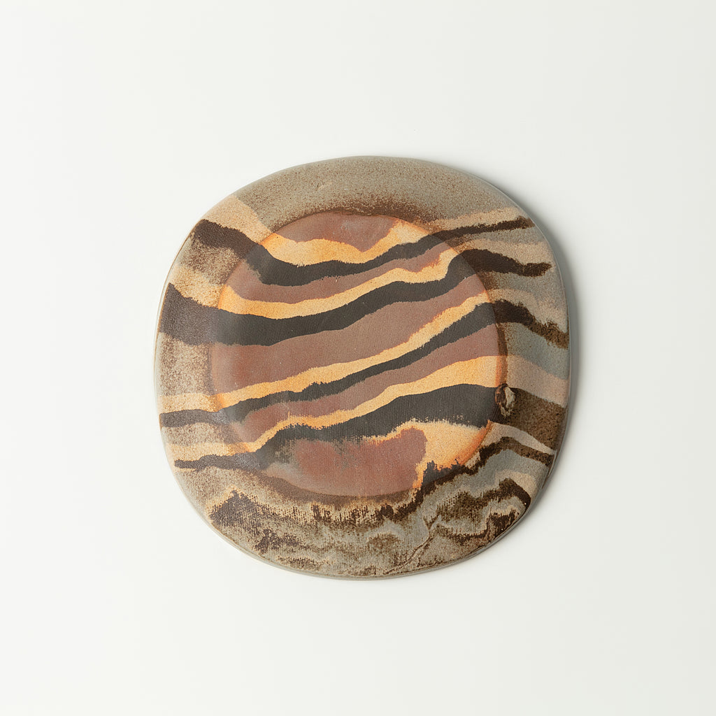 Handcrafted Nerikomi Ceramic Shallow Plate – Marbled Stoneware