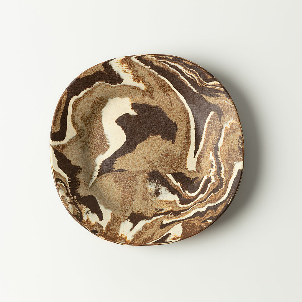 Handcrafted Nerikomi Ceramic Round Plate – Marbled Stoneware