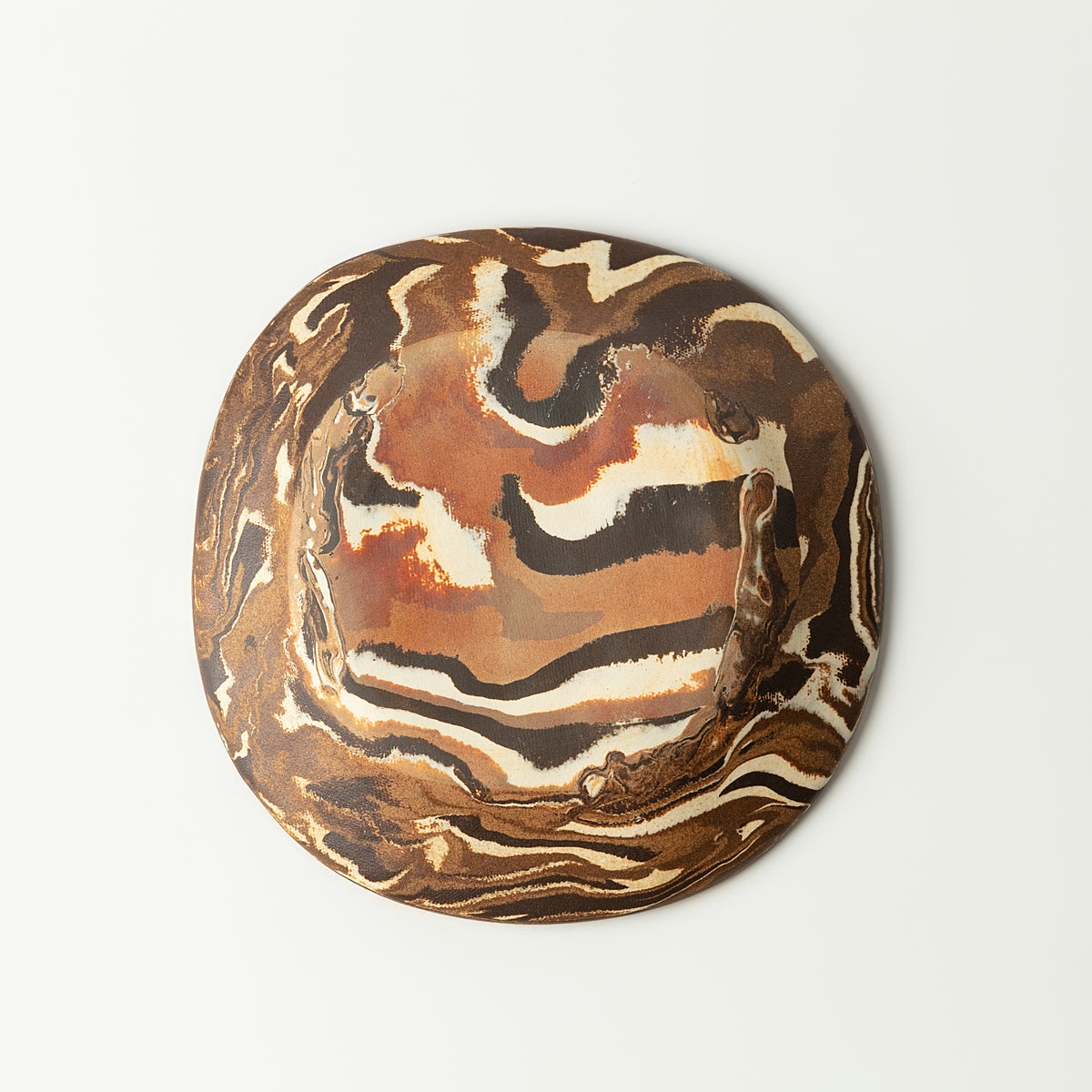 Handcrafted Nerikomi Ceramic Round Plate – Marbled Stoneware